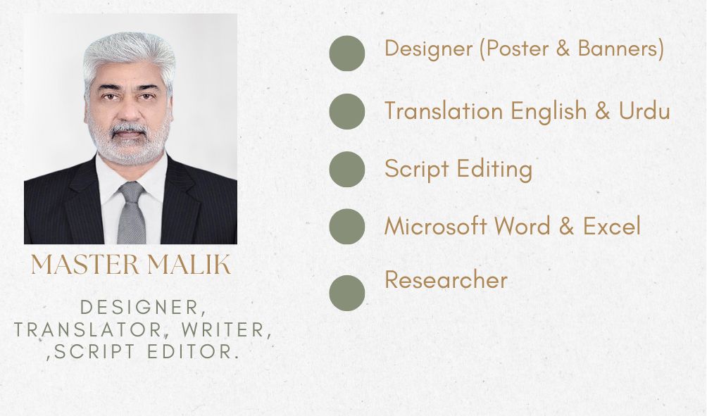 I will do any kind of data entry, Hand-writing, and Translation from  English to Urdu to English and Editing scripts