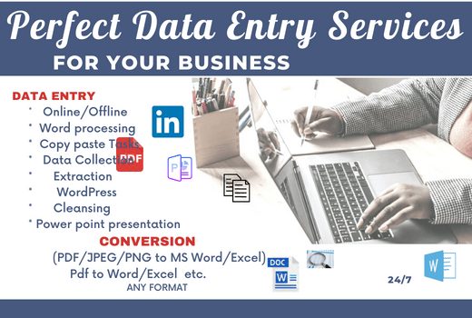 I will Do Data Entry work, copy paste,    
  Data scraping, Data collection.
