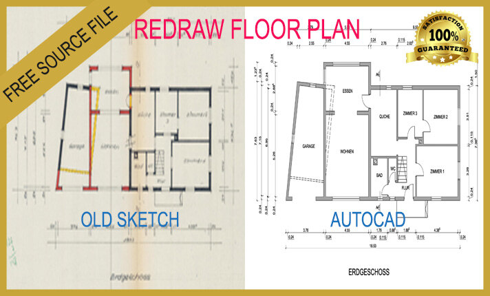 I will redraw the floor plan in AutoCAD