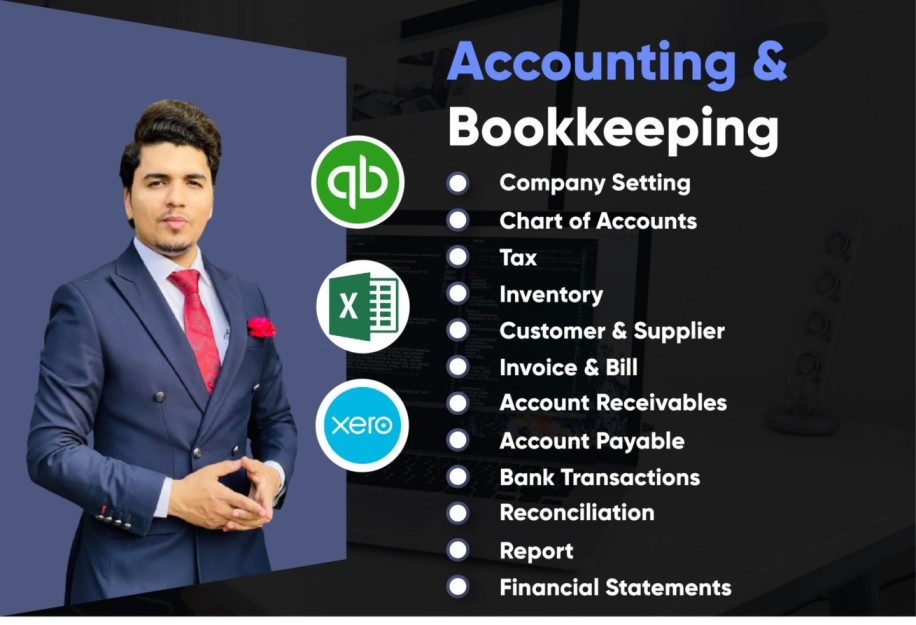 I will do financial accounting and bookkeeping in Quickbooks Xero with excel