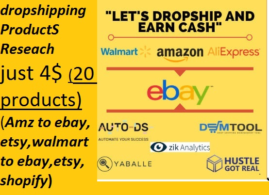 I will do amazon to ebay dropshipping top listings, cj dropshipping amazon aliexpress or walmart to ebay and shopify top listings, amazon to etsy, profitable product research,