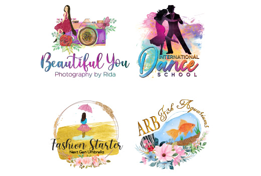 I will design amazing watercolor, feminine, hand drawn, flower, logo