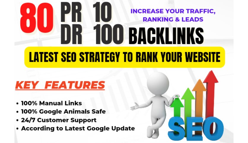 I will Manually Do 80 Unique PR10 SEO Backlinks on DA100 site plus Edu Links