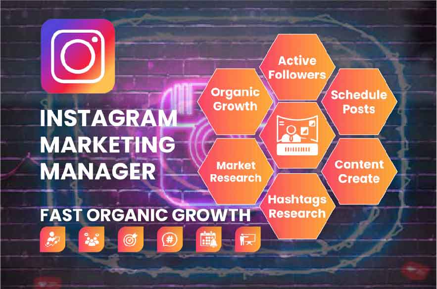 I will do fast organic Instagram growth and be a marketing manager