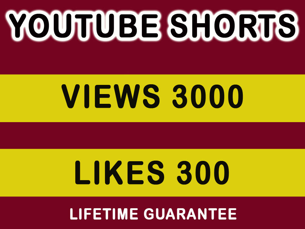 2500 YouTube shorts views with 300 likes