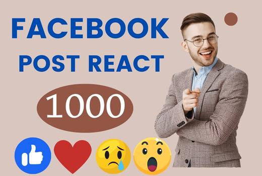 1000 Facebook post Like or React super fast