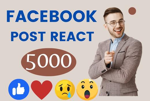 5000 Facebook post Like or React super instant