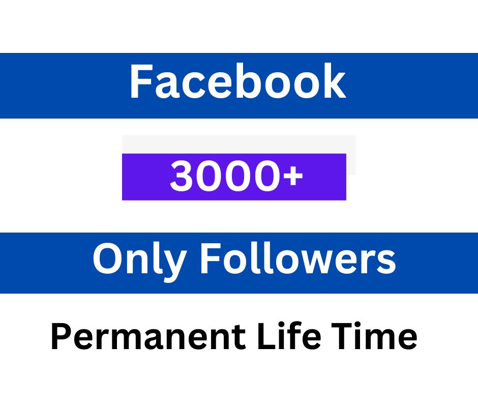 You will get 3000+ organic Facebook only followers Permanent Life Time