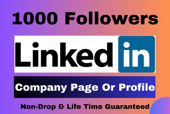 1000 Linkedin follower Company page or Profile Permanent