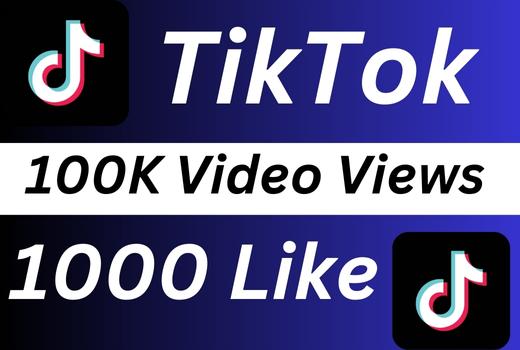 Super Instant TikTok 100K views + 1000 like permanent