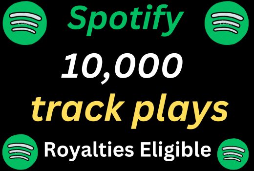 Super Instant 10,000 Spotify track Plays HQ and Royalties Eligible