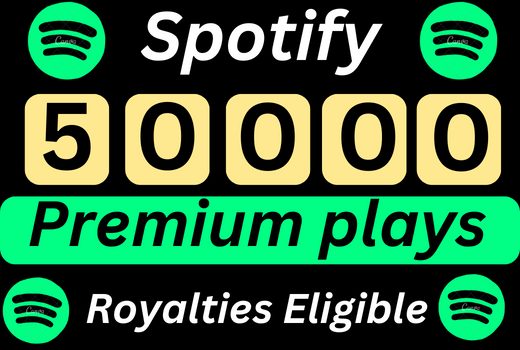 Super Speed 50,000 Spotify premium track Plays HQ Royalties Eligible Permanent guaranteed
