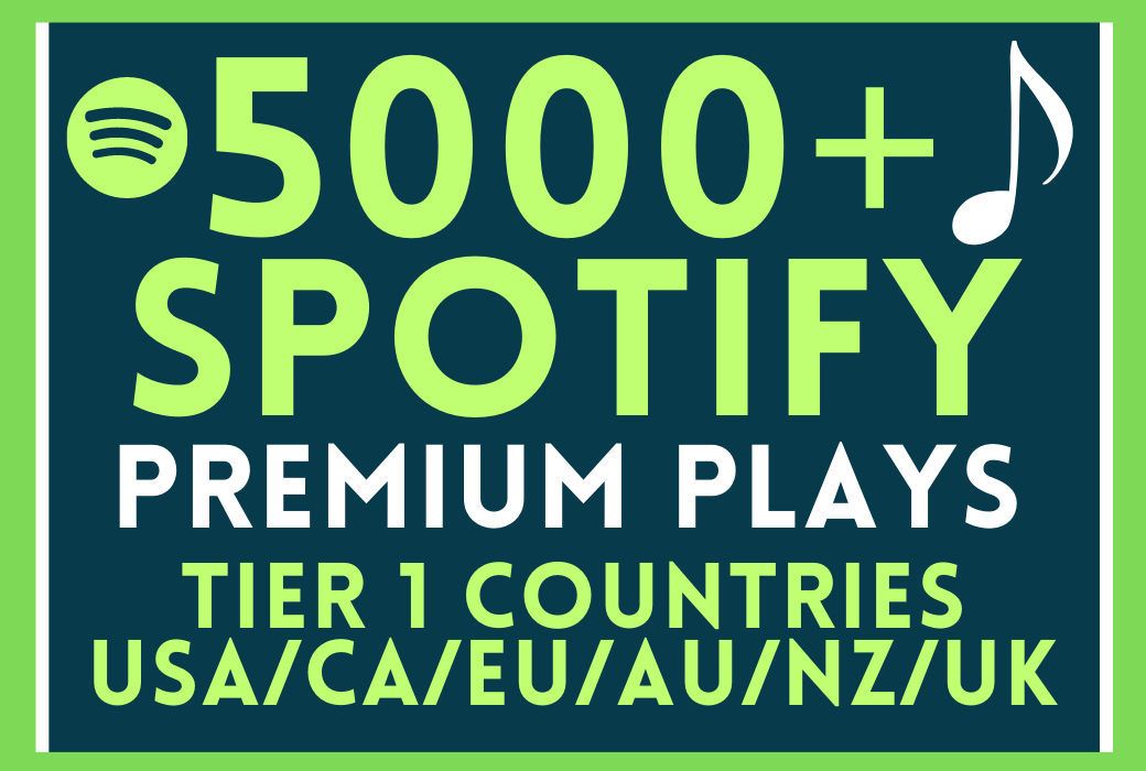 500+ Premium Spotify plays from A+ countries USA/CA/EU/AU/NZ/UK
