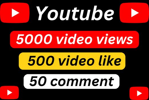 Youtube offer 5000 youtube views + 500 likes + 50 comment permanent