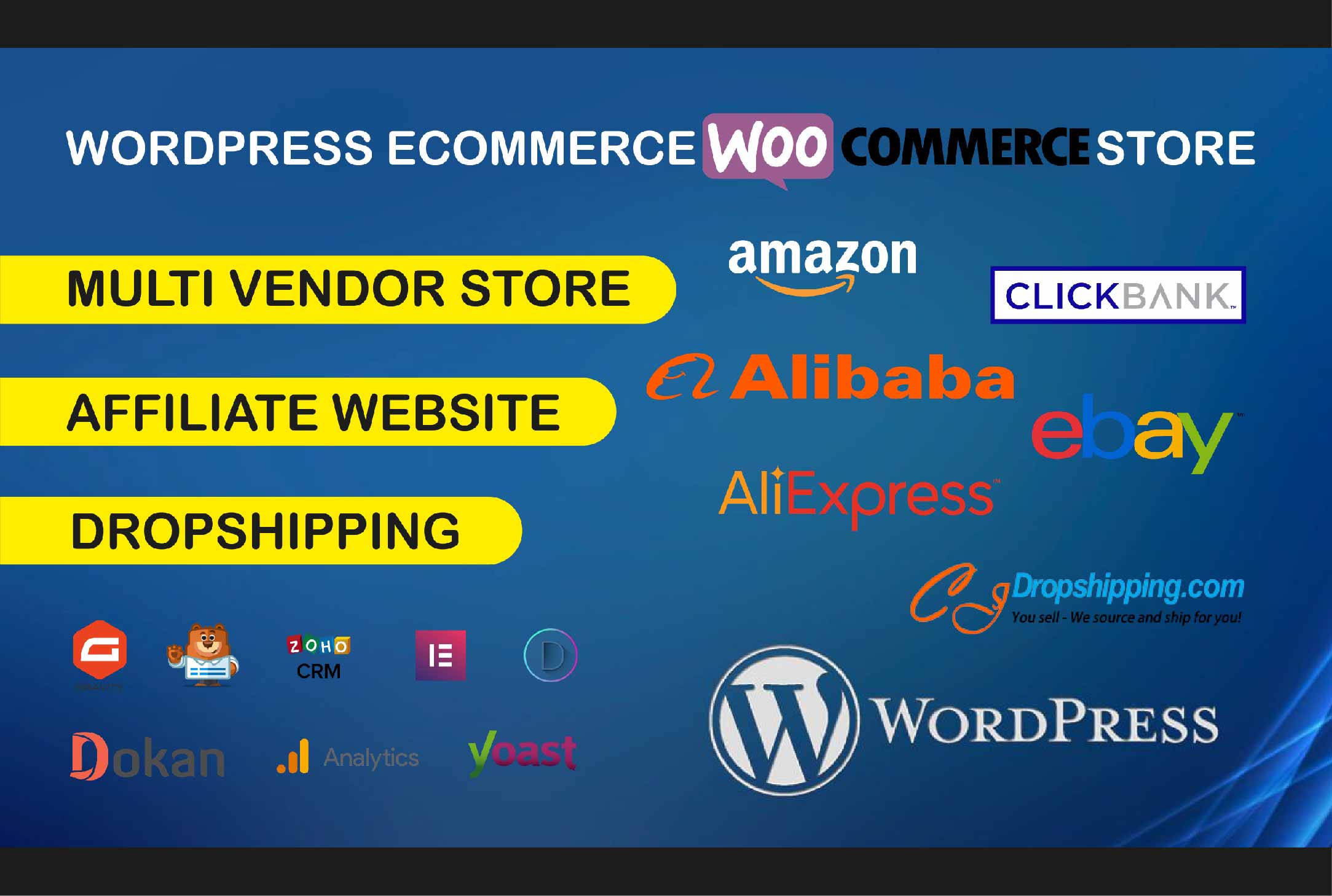 I will make WordPress woocommerce store, affiliate site, multivendor site, dropshipping