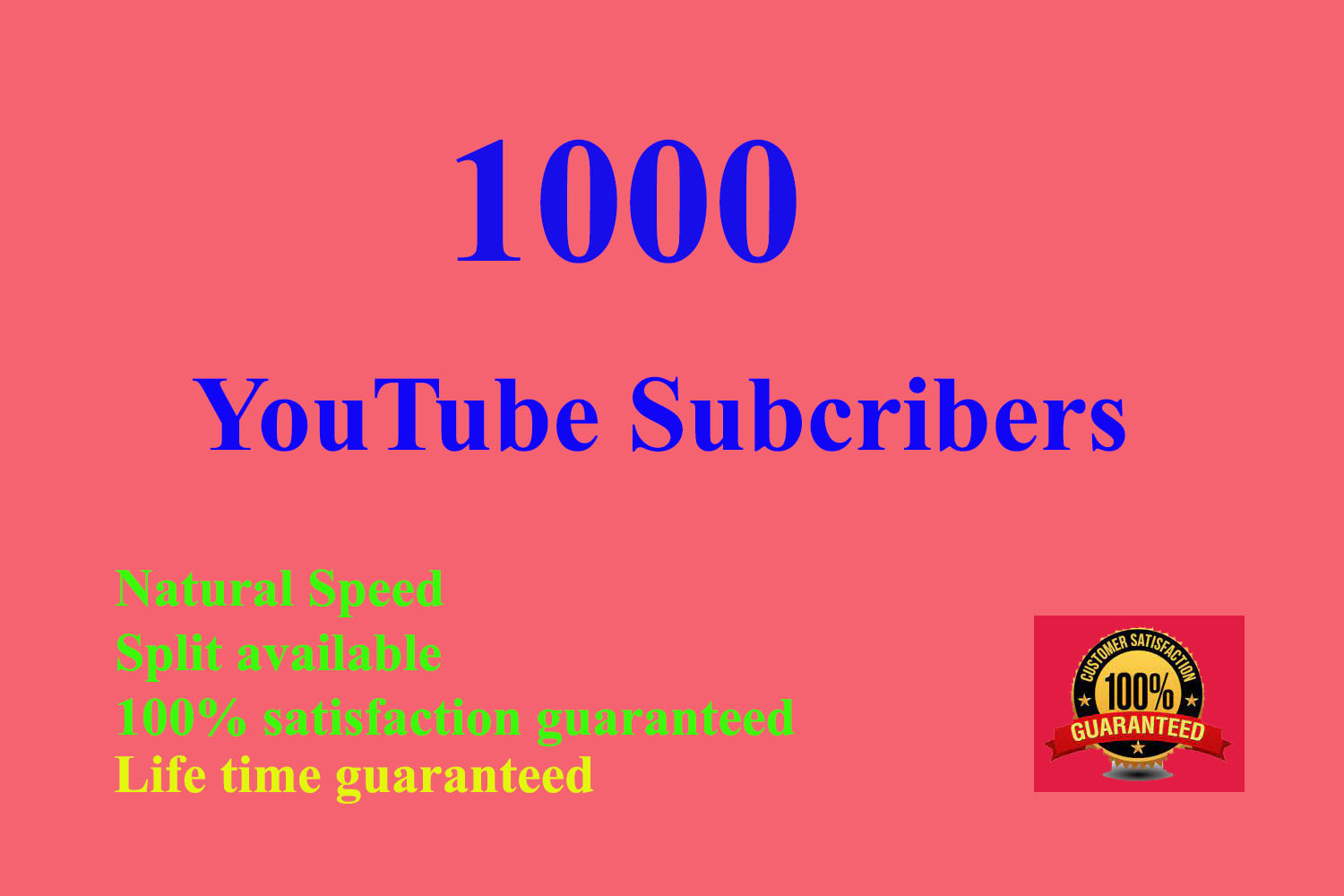 1000 YouTube Subscribers non-drop guaranteed