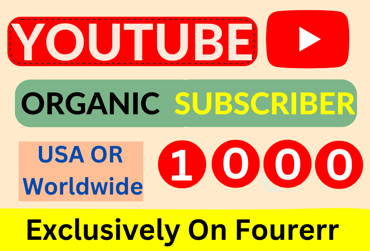 I will  Get USA Or Worldwide 1000 organic Youtube subscribers in your Channel, Real  Active Users.