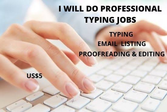 Professional Typing Job for articles blogs etc