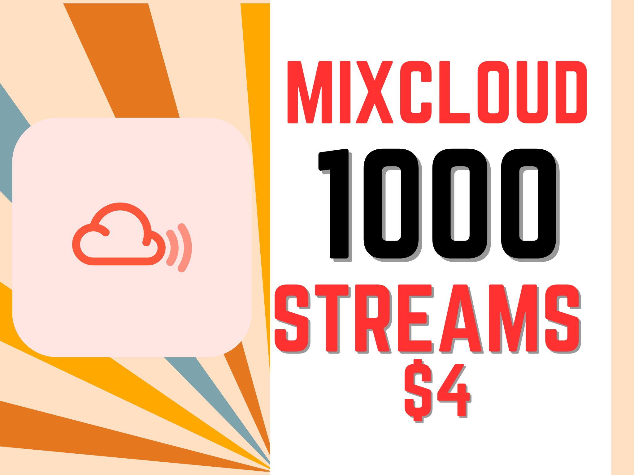 1000 Mixcloud streams organic promotion