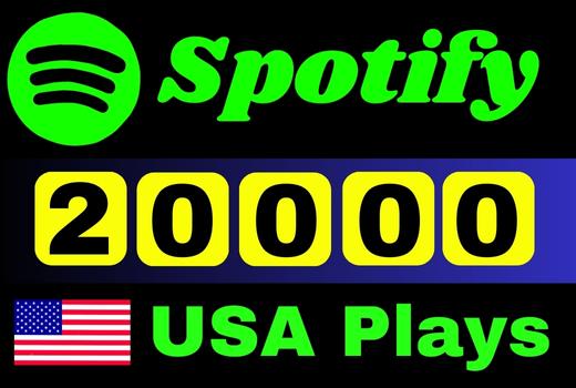 provide 20,000 to 22,000 Spotify USA Plays from TIER 1 countries, Real and active users, and Royalties Eligible permanent guaranteed