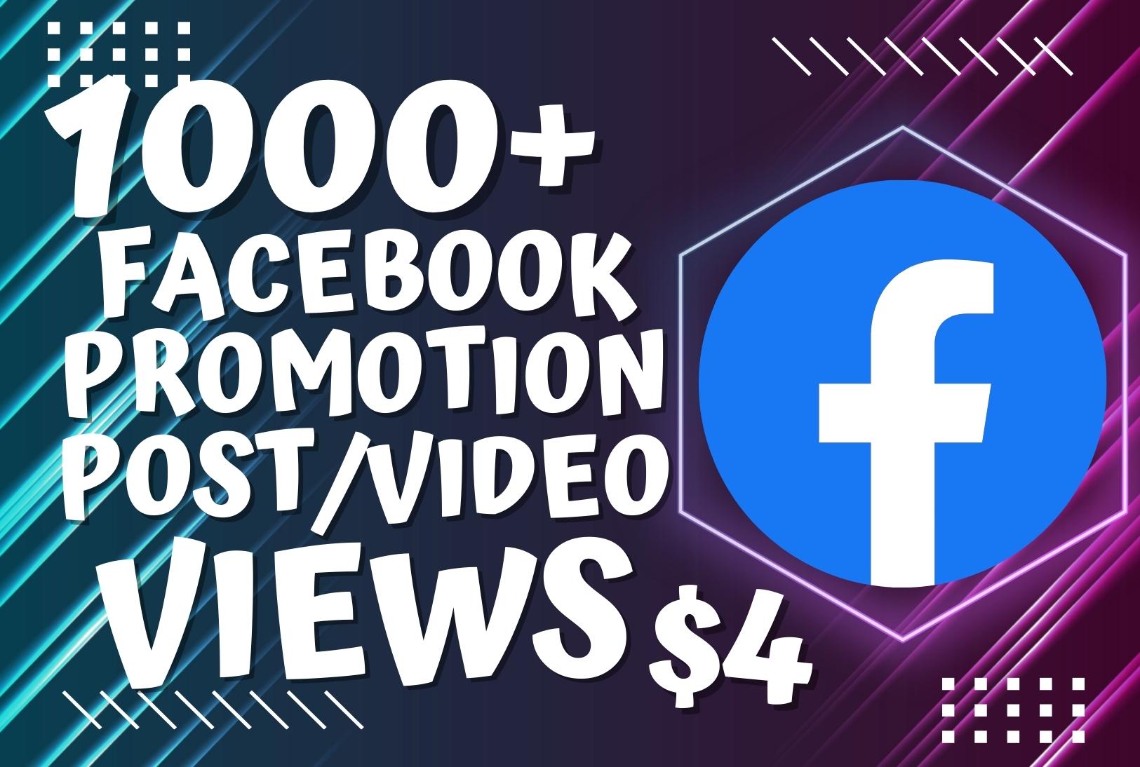 1000 High retention views on Facebook video Facebook post promotion and engagement