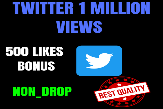 1M(1,000,000) real twitter video views 500 likes bonus
