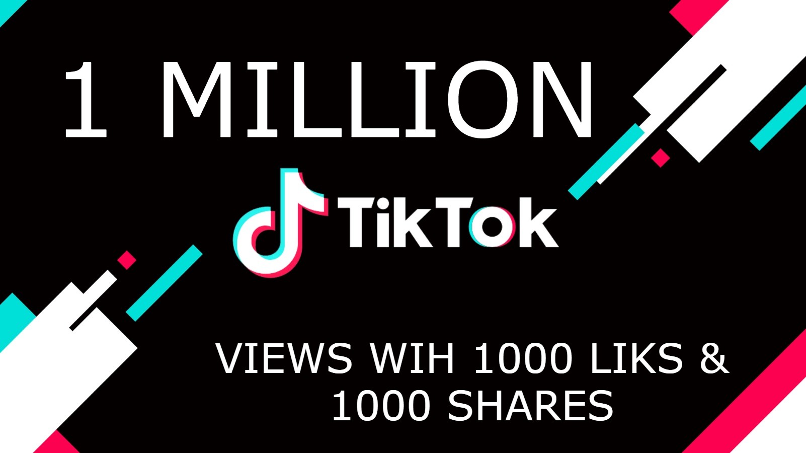 1 MILLIONS+ TikTok Views with 1000 likes & 1000 Share Non-Drop High Retention