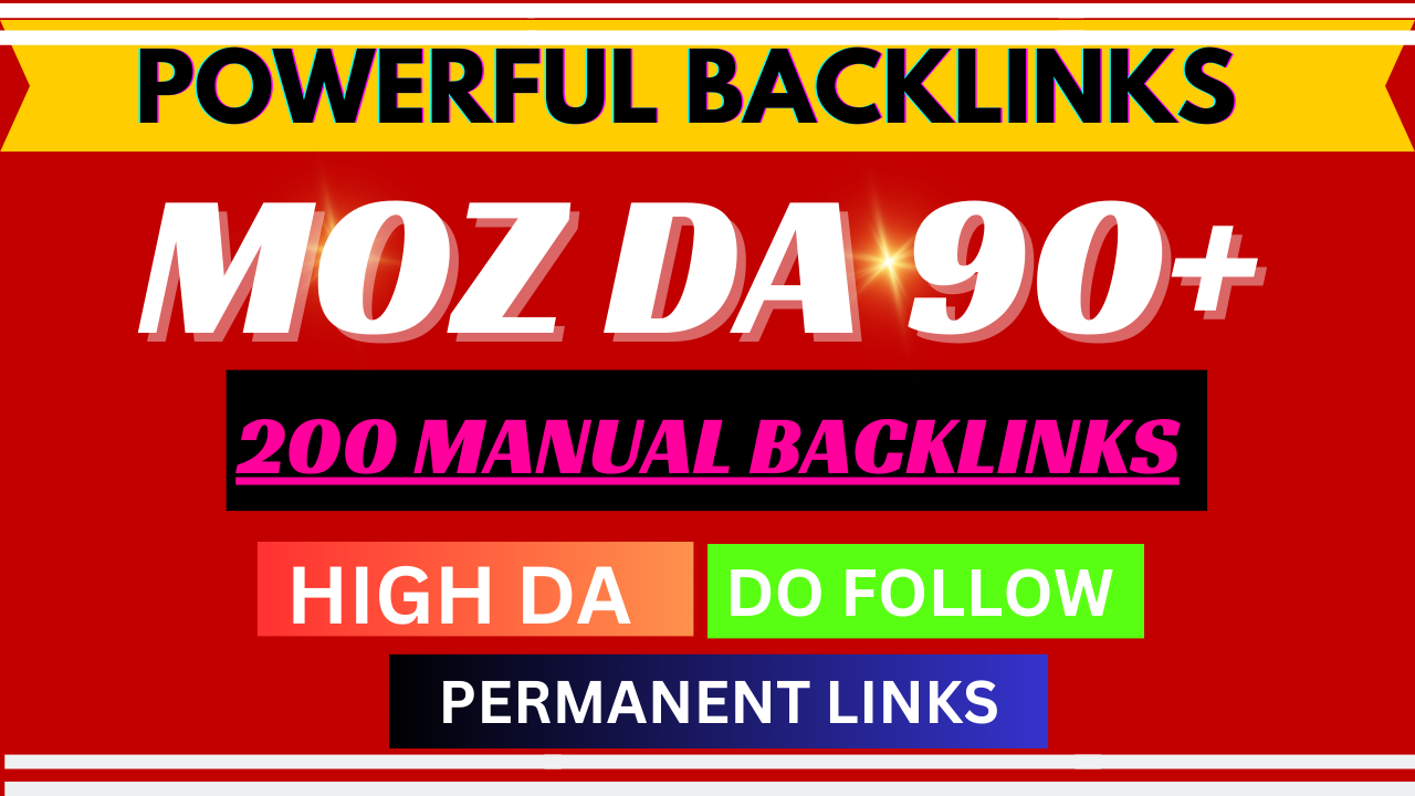 200 Unique Domain Authority Moz DA 90+ Dofollow SEO Profile Backlinks
