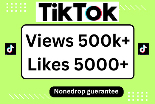 Send You 500K+ Tiktok views and 5000+ likes (None-drop service and 100% real)