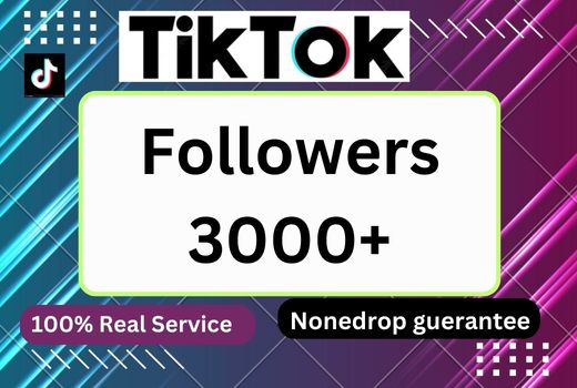 I will send you 3000+ TikTok followers 100% real and organic service