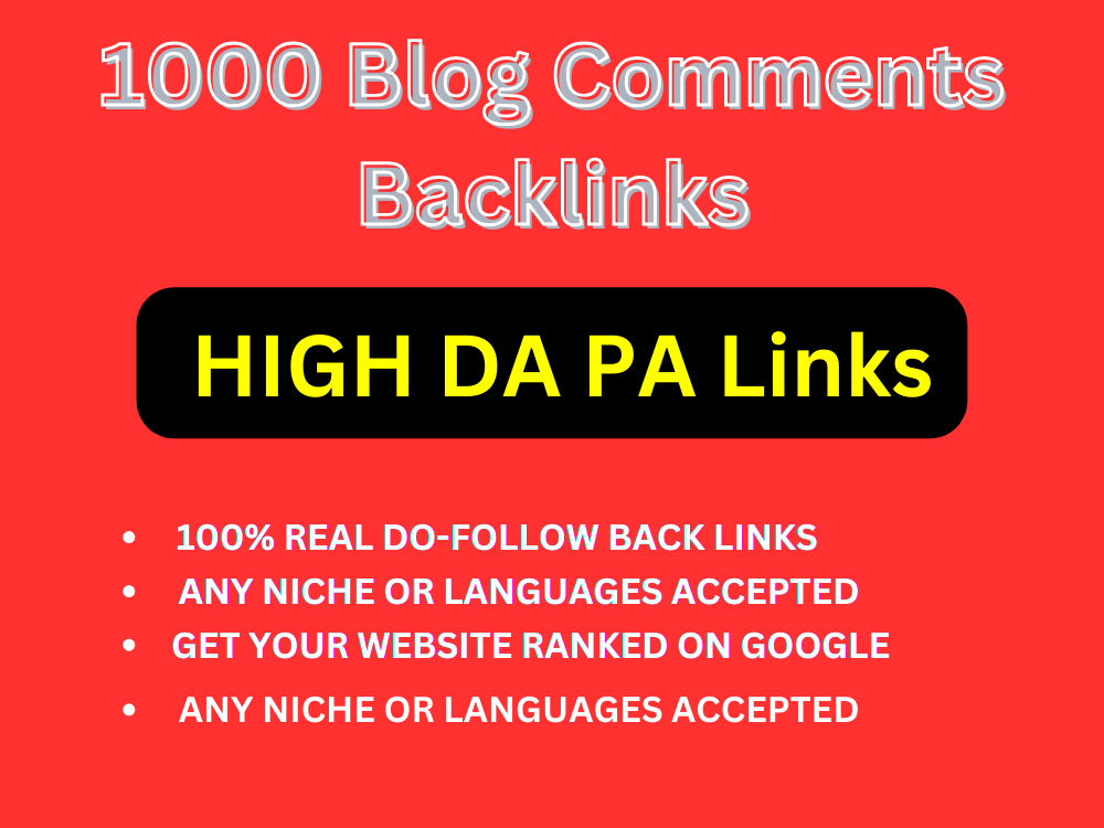 1000 Blog Comments Backlinks For Faster Index on Google GSA SER Blast SEO