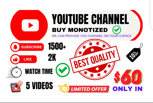 Get Monotized YouTube Channels with Earning Potential! 🚀🎉