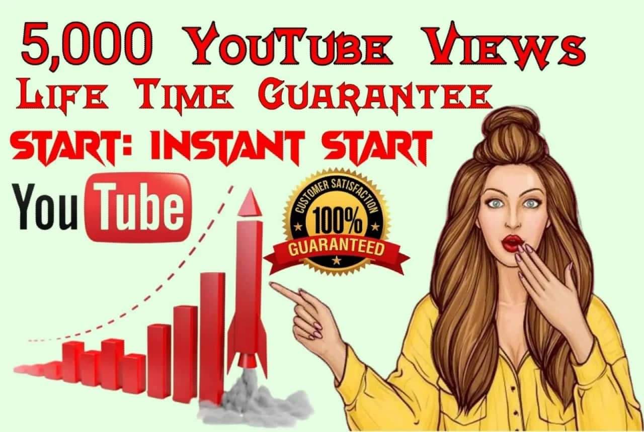 5,000 Youtube Video Views Lifetime Non-Drop 40-80 Sec Retention Fast Delivery