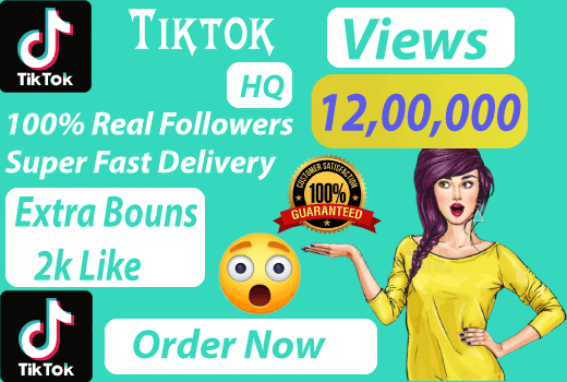 Get 1200000 organic TikTok Views high quality fast delivery