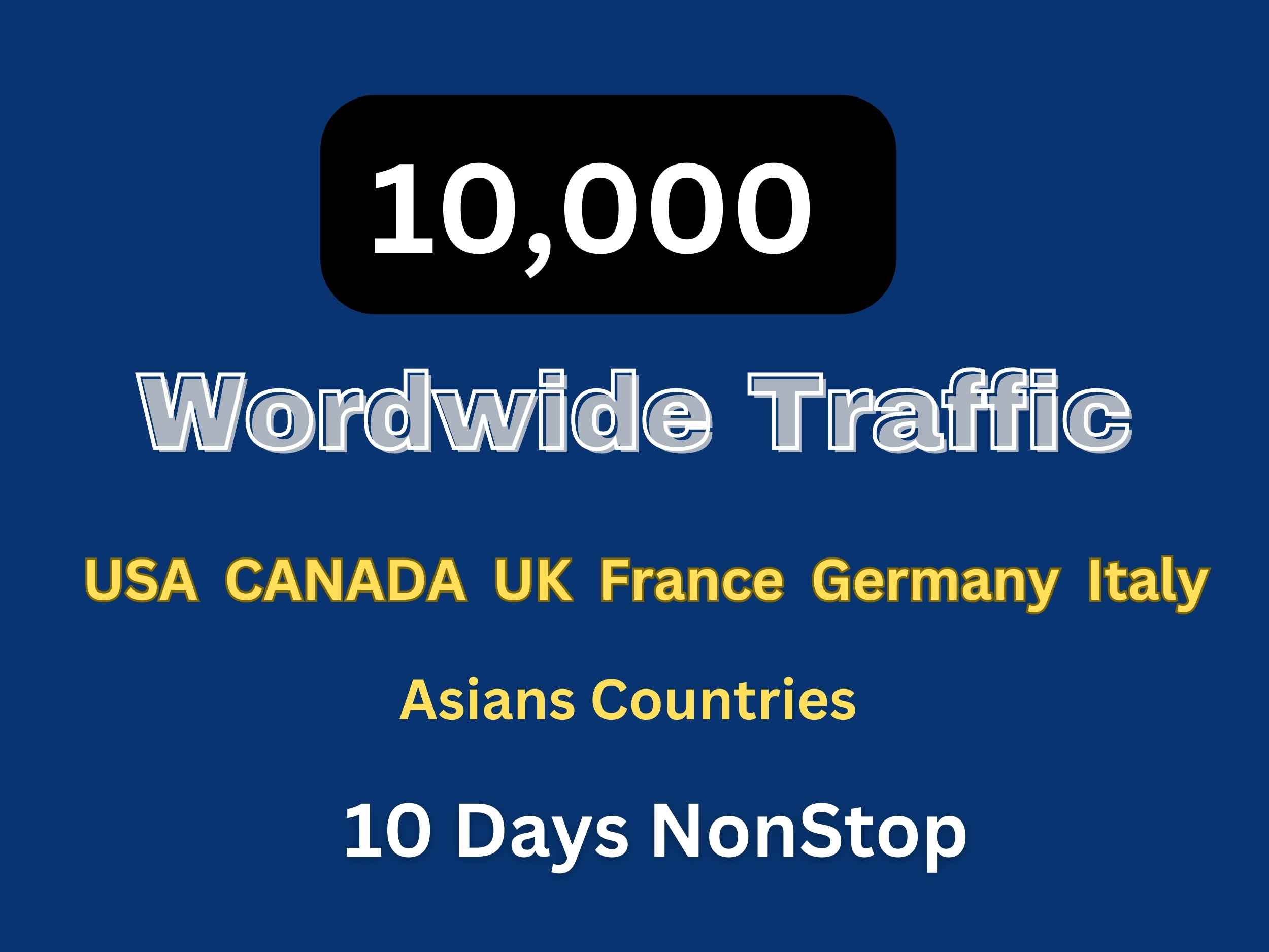 10000 USA Canada UK France Germany Italy and Asian Traffic for 10 days