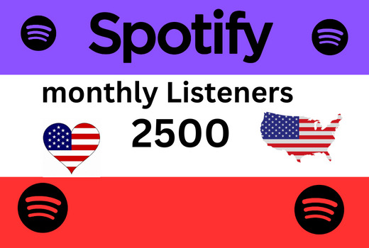 USA 2500 Monthly Listeners, Real and Active Users, nonedrop Guaranteed.