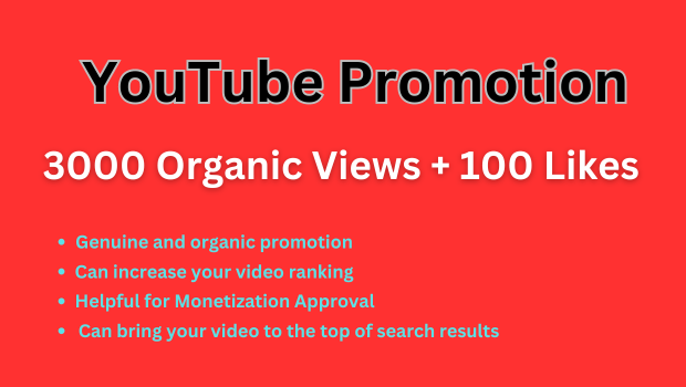 3000 High-Quality YouTube Views + 100 Likes Boost Your Channel’s Visibility