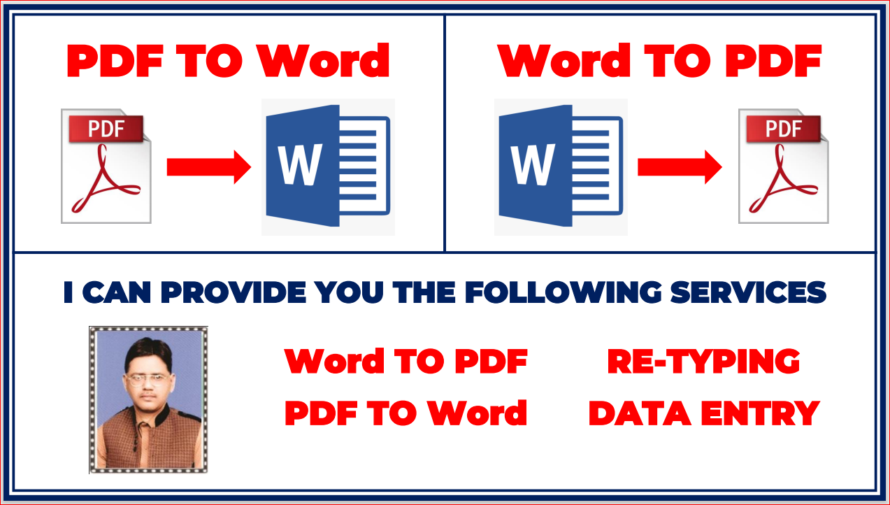 Service for PDF to Word, Word to PDF, Retyping