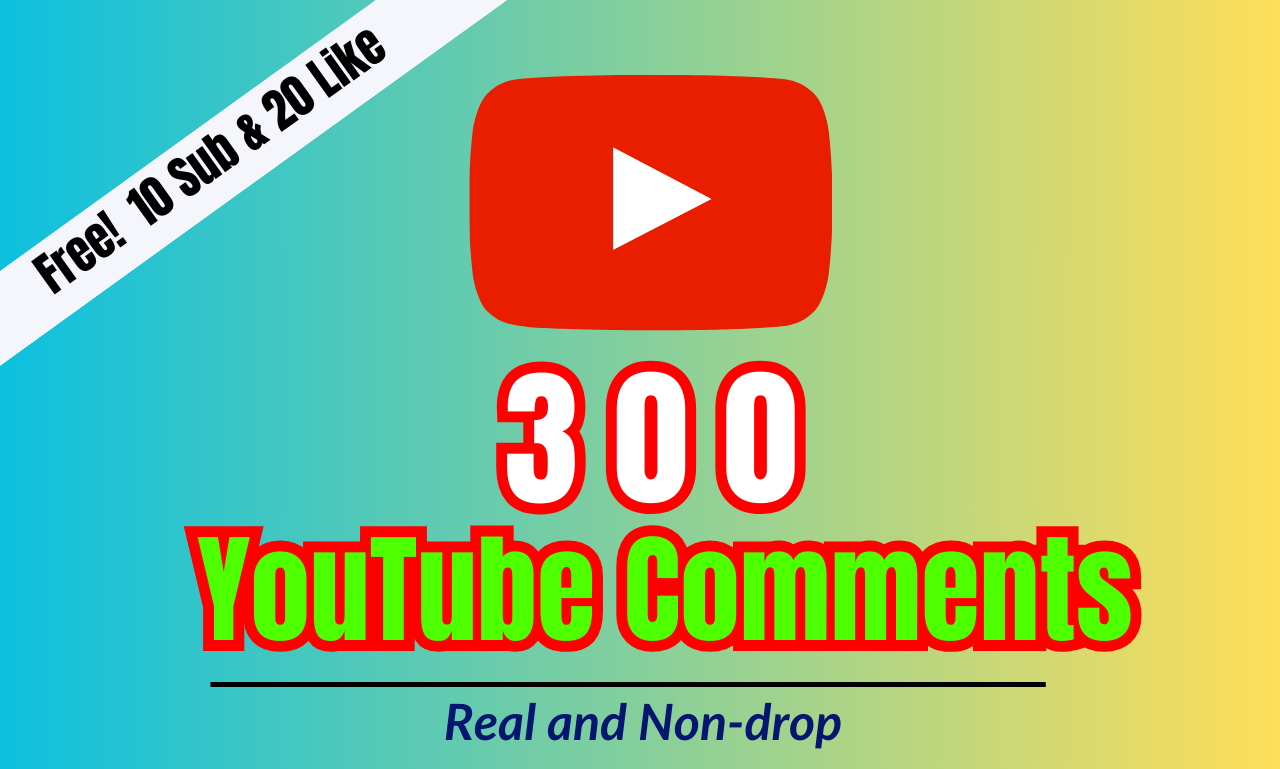 300 YouTube Comments, 20 Video Likes and 10 Subscribers