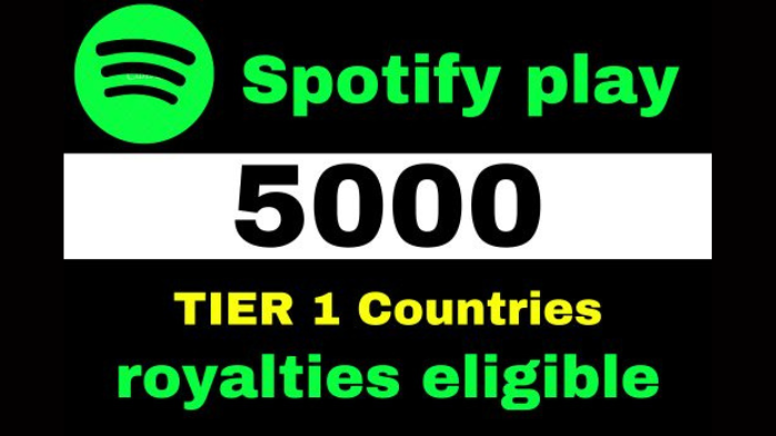 7574Provide 50,000 to 52,000 Spotify plays from TIER 1 countries-USA/CA/EU/AU/NZ/UK premium account royalties eligible nondrop lifetime guaranteed