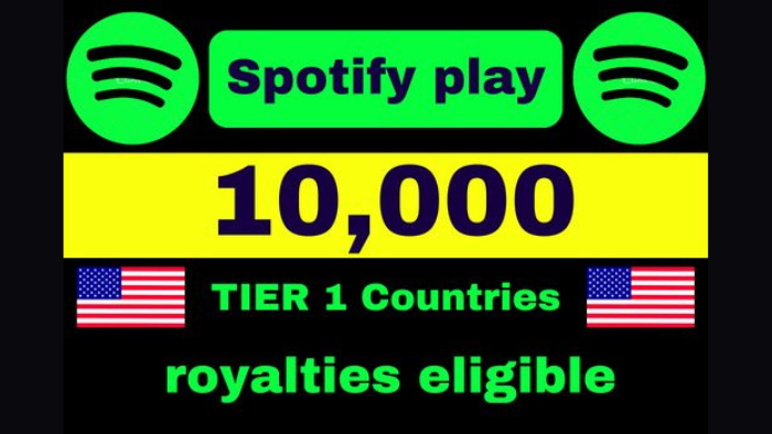 7642Provide 10,000 Spotify plays USA real HQ from premium account royalties eligible nondrop lifetime guaranteed