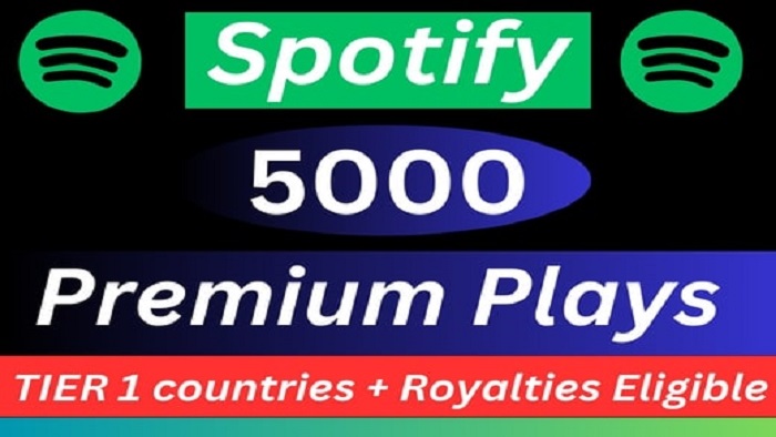 5647provide 10,000 Spotify Premium Plays TIER 1 countries, active user,nondrop, Royalties Eligible,lifetime guaranteed