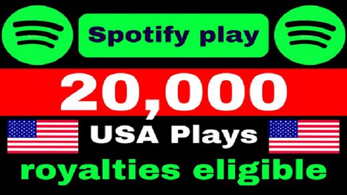 5999provide 50,000 to 55,000 Spotify USA Plays from TIER 1 countries, Real and active users, and Royalties Eligible permanent guaranteed