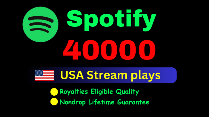 15716Get 10,000 to 12,000 Spotify Plays , high quality, royalties eligible, TIER 1 countries, active user, non-drop, and lifetime guaranteed and spilt multiple song