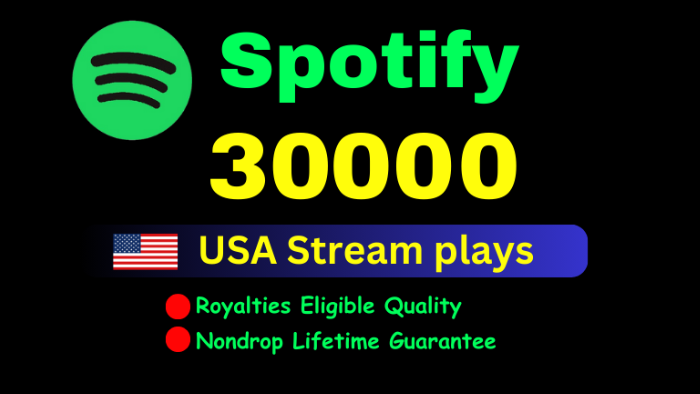 15720Get 20,000 Spotify Plays From HQ Account Royalties Eligible Quality lifetime guarantee