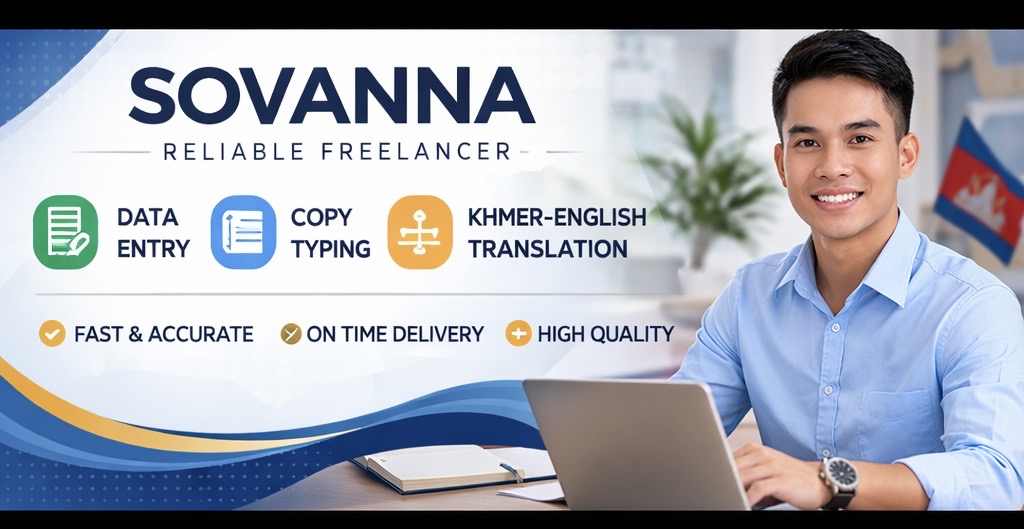 458855data entry, copy-paste tasks, PDF to Excel/Word conversion, copywriting, and English–Khmer