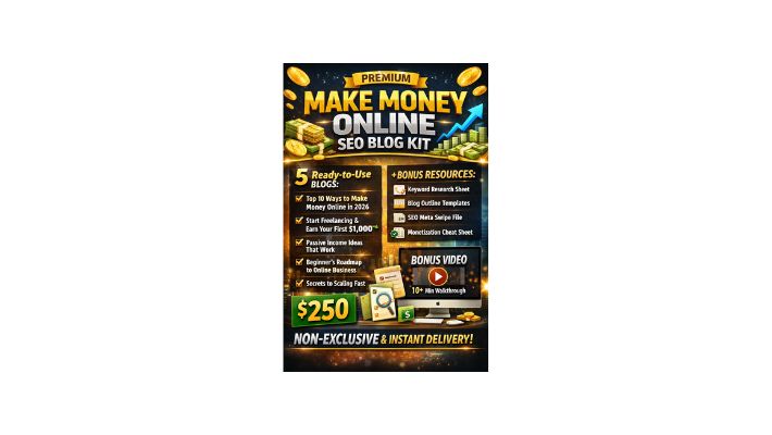 458452Premium Make Money Online SEO Blog Kit – Non-Exclusive, Instant Delivery