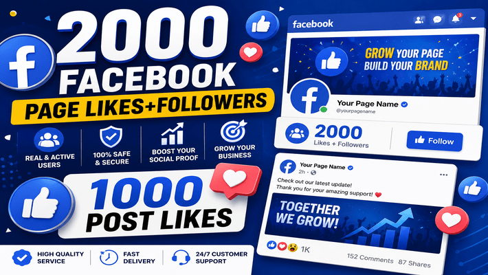 5005082000 Facebook page likes+followers with 1000 post likes